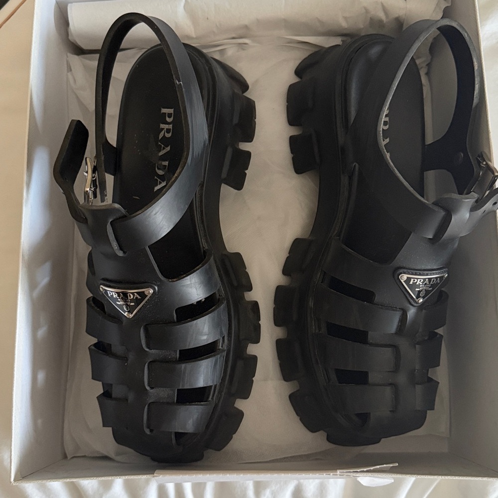 Prada Rubber Monolith Sandals - Picture 7 of 8